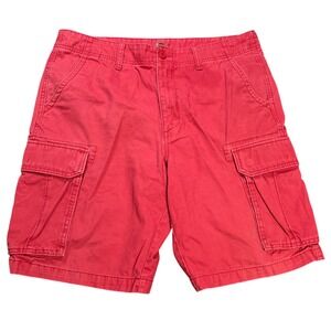 Old Navy Cargo Shorts Men's Size 36 Red Cotton Twill 10 Inch Inseam Casual